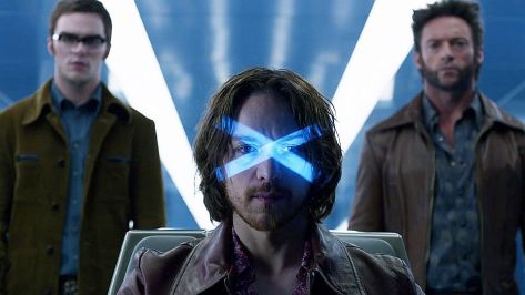 James McAvoy, Hugh Jackman and Nicholas Hoult in a scene from X-Men Days of Future Past.